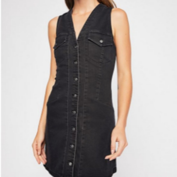 Free People Dresses & Skirts - NEW Free People Denim Jumper Button Mini Dress